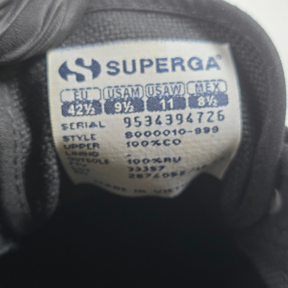 Superga 2750 Cotu Classic Sneakers M9.5/W11.5 Black Canvas Low Top Lace Up Shoes - Picture 10 of 10